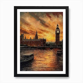 London England Van Gogh Style 1 Art Print