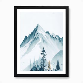 Mountain And Forest In Minimalist Watercolor Vertical Composition 113 Art Print