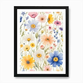 Colorful Flowers Watercolor Painting 2 Art Print