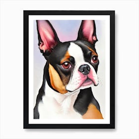 Boston Terrier 3 Watercolour Dog Art Print