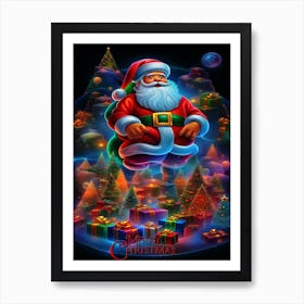 Christmas Santa in Neon Art Print