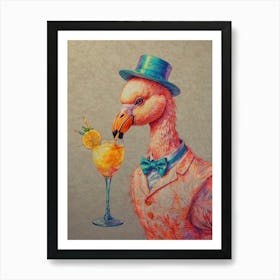 Flamingo Cocktail Art Print