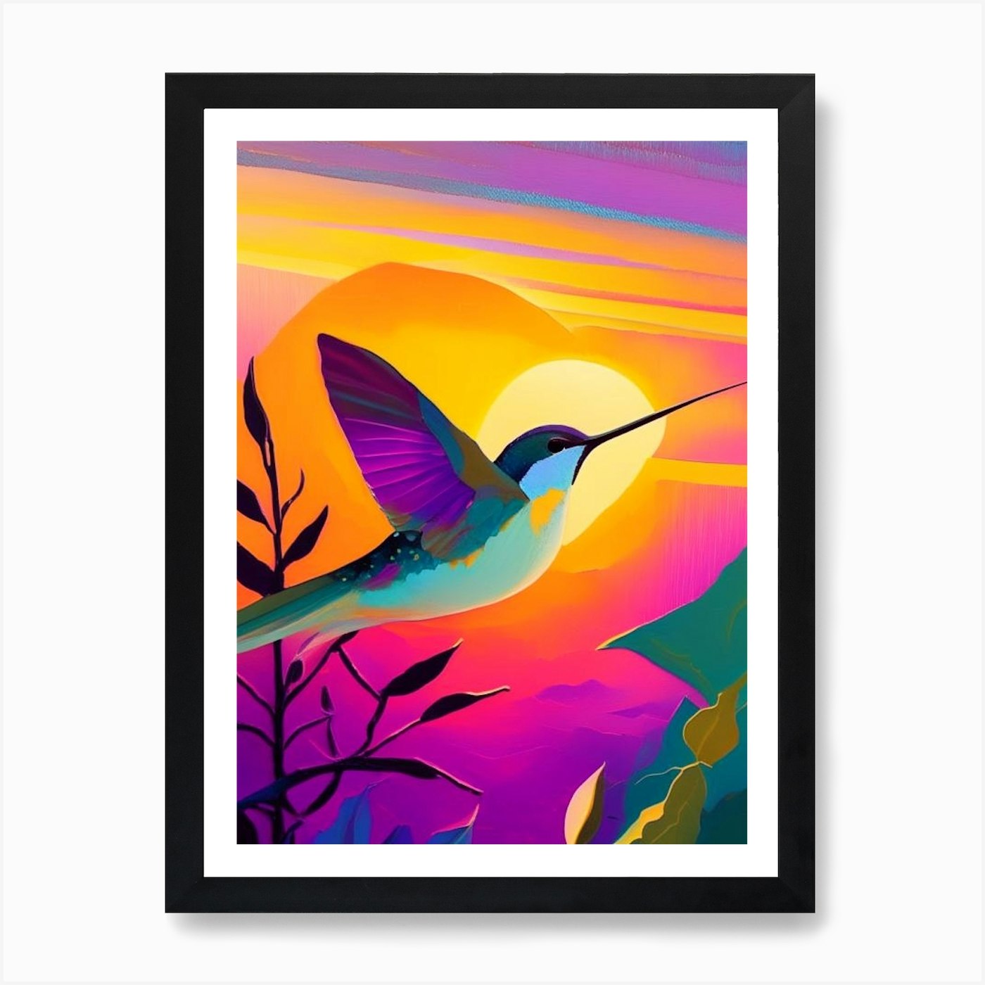 Hummingbird Art Mat Multicolor, Floral, Size 20x30 | April Cornell