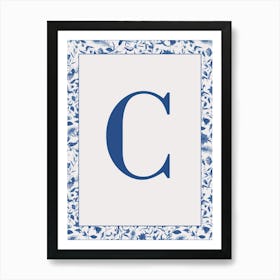 Letter C Monogram Initial Blue Art Print