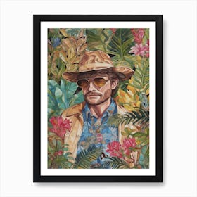 Floral Handpainted Portrait Of Indiana Jones 1 Art Print