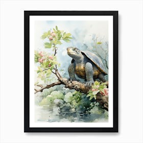 Turtle, Japanese Brush Painting, Ukiyo E, Minimal 2 Art Print