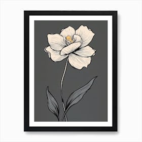 Daffodils Line Art Flowers Illustration Neutral 5 Art Print