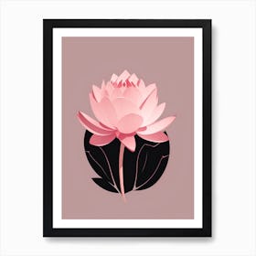 A Pink Lotus In Minimalist Style Vertical Composition 5 Art Print