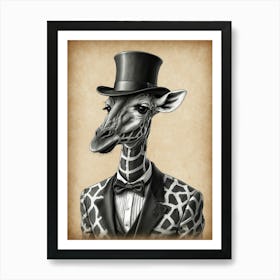 Giraffe In Top Hat Art Print