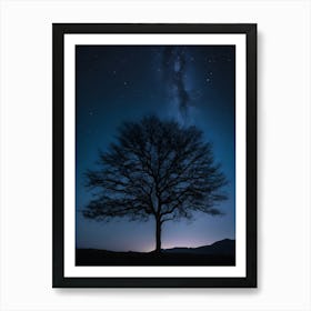 Lone Tree At Night 4 Art Print