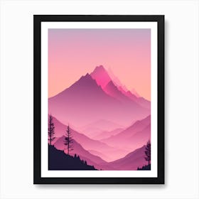 Misty Mountains Vertical Background In Pink Tone 52 Art Print