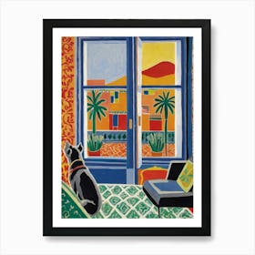 Dog In A Window Style Henri Matisse 2 Art Print