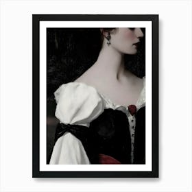 Lady In Black And White 1 Art Print