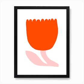 Minimal Red and Pink Tulip Illustration Art Print