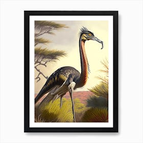 Ornithomimus Illustration Dinosaur Art Print