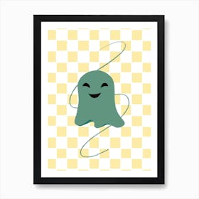 Ghost On A Checkered Background Art Print