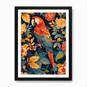 Parrot In The Garden Inspired By William Morris Art Print