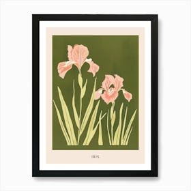 Pink & Green Iris 1 Flower Poster Art Print