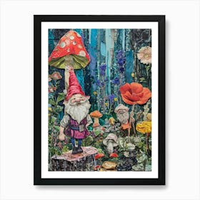 Retro Gnomes Collage 2 Art Print