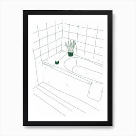Bath Illustration Green  Art Print