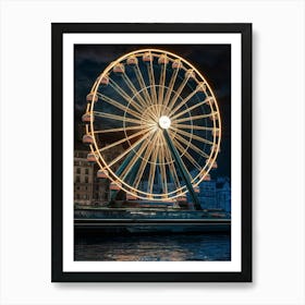 Ferris Wheel At Night Art Print