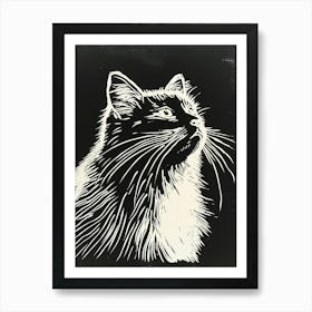 Himalayan Cat Linocut Blockprint 2 Art Print