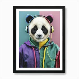 Panda Bear With Headphones 5 Art Print