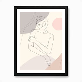 Woman Laying On A Bed.12 Art Print