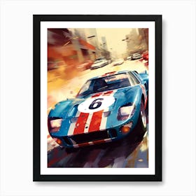 Ford Gt Retro Racing Car 2 Art Print