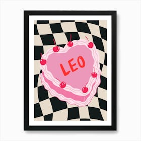 Leo Zodiac Heart Cake Art Print