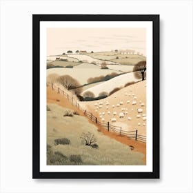 The Cotswolds England 4 Hiking Trail Landscape Art Print