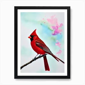 Northern Cardinal 2 Watercolour Bird Art Print