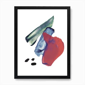 Mixed Watercolour Abstract Red and Blue Art Print