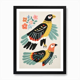 Folk Style Bird Painting Crested Caracara 3 Art Print