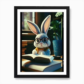 Rabbit Reading A Book 3 Art Print