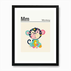 Animals Alphabet Monkey 1 Art Print