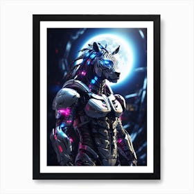 Zebra In Cyborg Body #1 Art Print