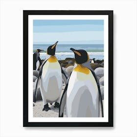 Emperor Penguin Boulders Beach Simons Town Minimalist Illustration 4 Art Print