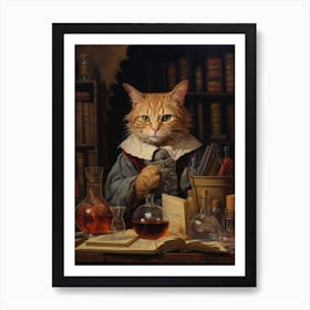 Alchemist Cat With Potions 1 Art Print