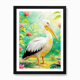 Standing Pelican In Garden Nature Poster