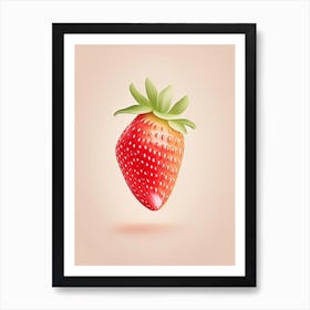 A Single Strawberry, Fruit, Marker Art Illustration 3 Art Print