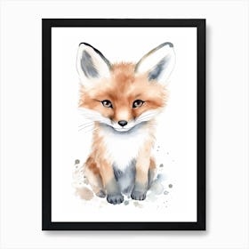 Baby Fox Watercolour Nursery 2 Art Print