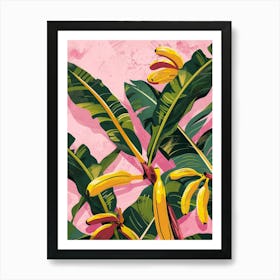 Bananas On Pink Art Print