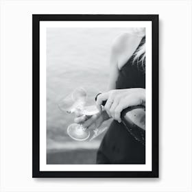 Friyay Champagne Drinks Black And White Art Print