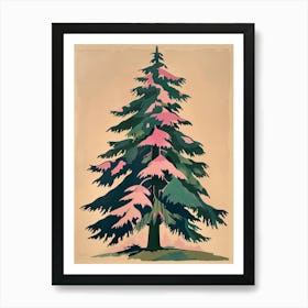 Douglas Fir Tree Illustration Colourful 1 Art Print