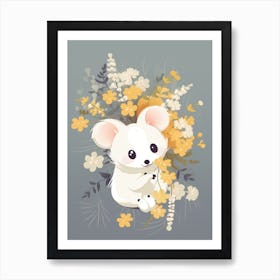 Cute Kawaii Flower Bouquet With A Climbing Possum 5 Art Print