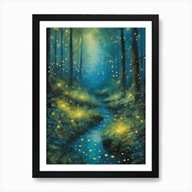 Fireflies In The Forest 6 Art Print