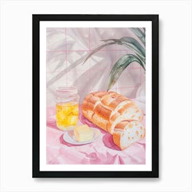 Pink Breakfast Food Bread And Butter 2 Art Print