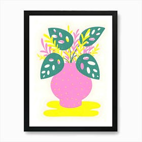 Pink Vase Flowers Art Print