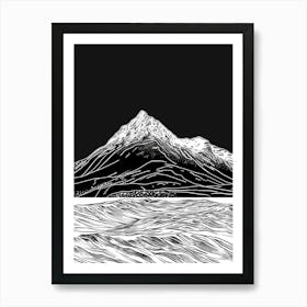 Slieve Donard Mountain Line Drawing 1 Art Print